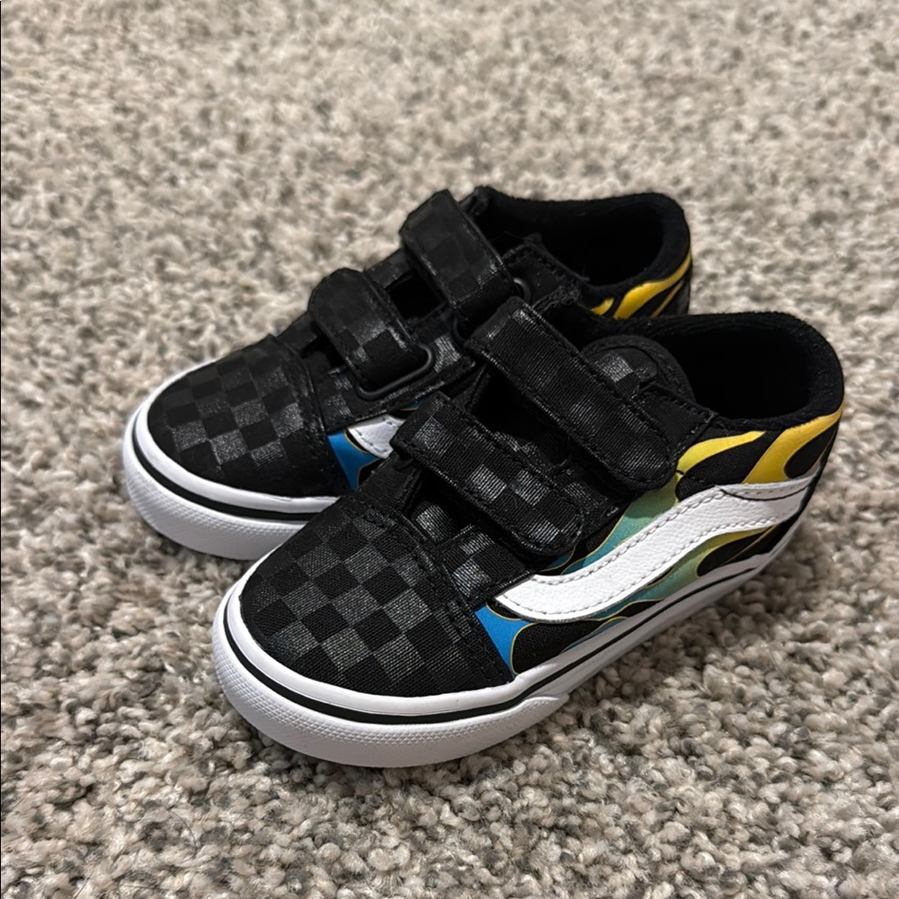 Vans Kids' Black and Yellow Checkered Sneakers